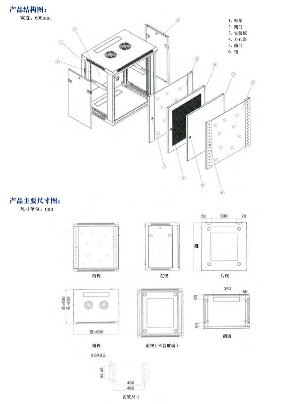 標(biāo)準(zhǔn)B型掛墻式網(wǎng)絡(luò)機柜BYD CABINET(圖2)